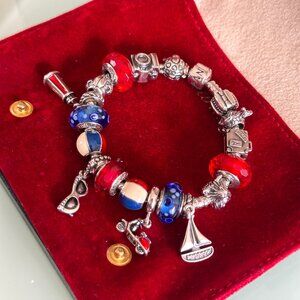 Authentic Pandora Charm Bracelet | Murano Glass & Sterling Charms